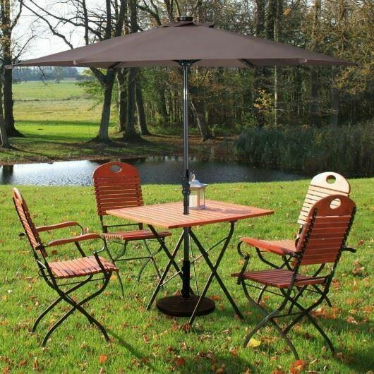 Durable 10' Patio Solar Umbrella LED Patio Market Steel Tilt W/ Crank OutdoorTan