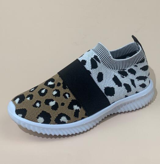 Ladies Leopard Mesh Breathable Slip-On Loafers