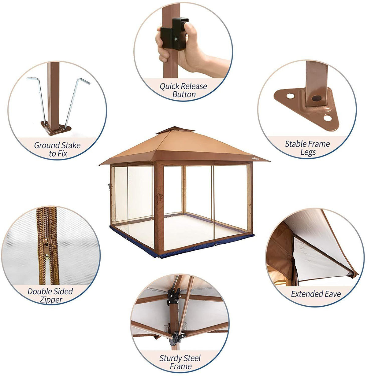 OUTDOOR LIVING SUNTIME Instant Pop Up Patio Gazebo with for