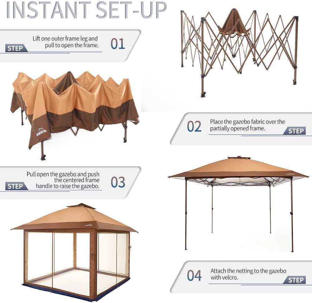 OUTDOOR LIVING SUNTIME Instant Pop Up Patio Gazebo with for