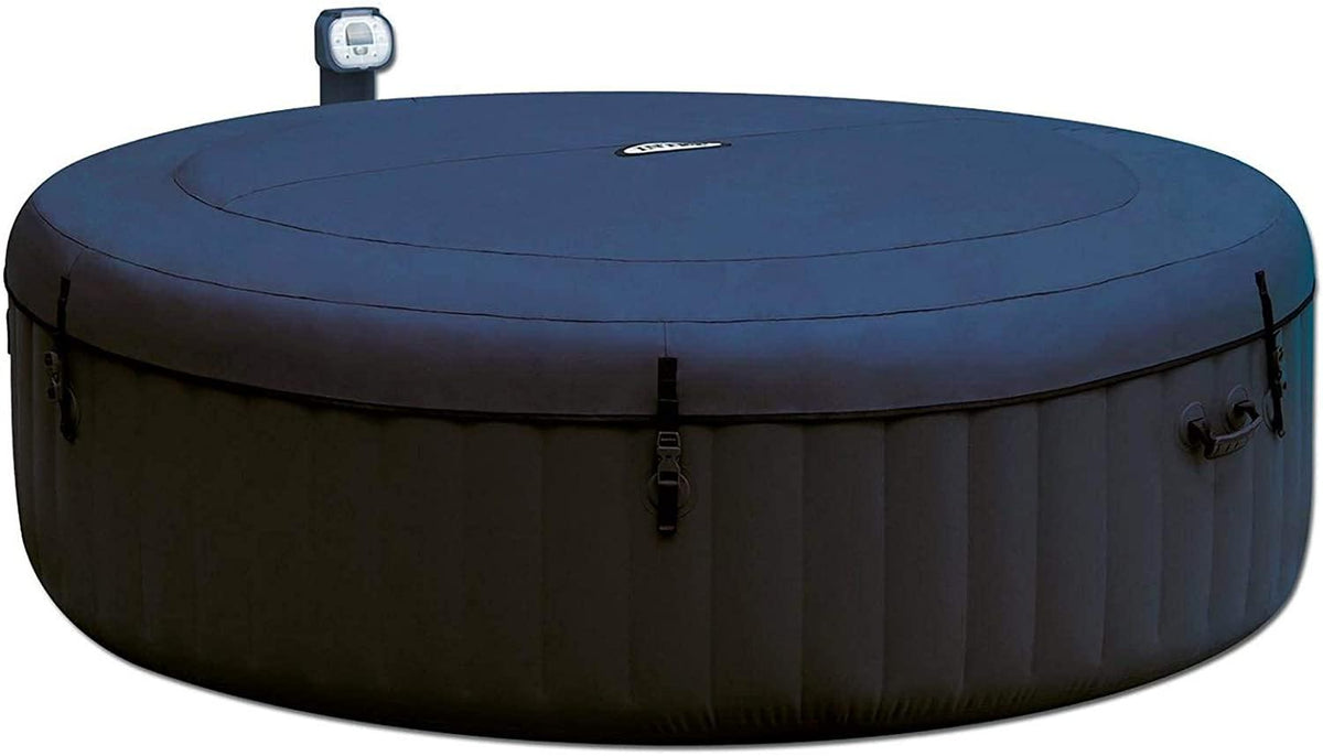 28409E PureSpa 6 Person Home Outdoor Inflatable Portable Heated Round Hot Tub Spa 85-inch x 28-inch with 170 Bubble Jets, Built in Heat Pump, and Drink Cup Holder Refreshment Tray (2 Pack)