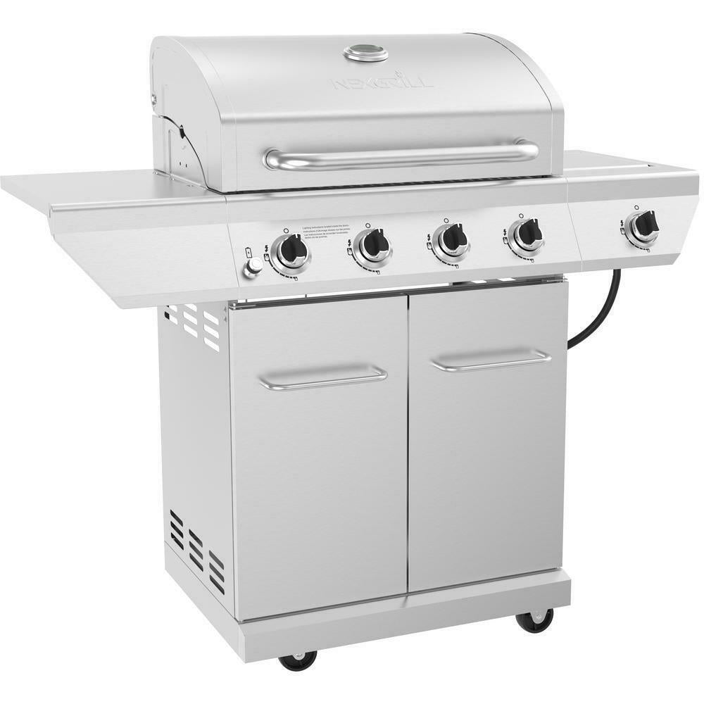 4-Burner Propane Gas Grill In Stainless Steel With Side Burner