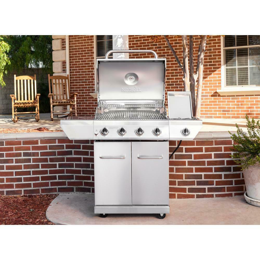 4-Burner Propane Gas Grill In Stainless Steel With Side Burner