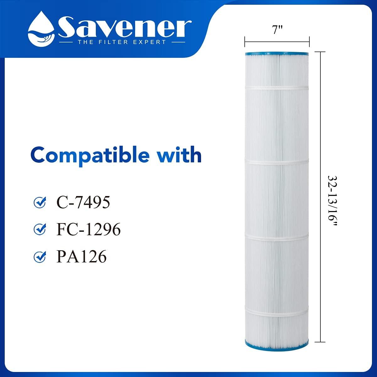 Savener SV-7495 Swimming Pool Replacement Filter Cartridge Replaces for Unicel-7495 125Sq.ft FC-1296 PA126 Hayward CX1260RE 4 Pack