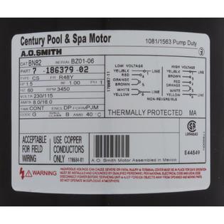 Motor, Century/Astral, 1.5hp, 115v/230v, 1-Spd, 48fr, No Stand