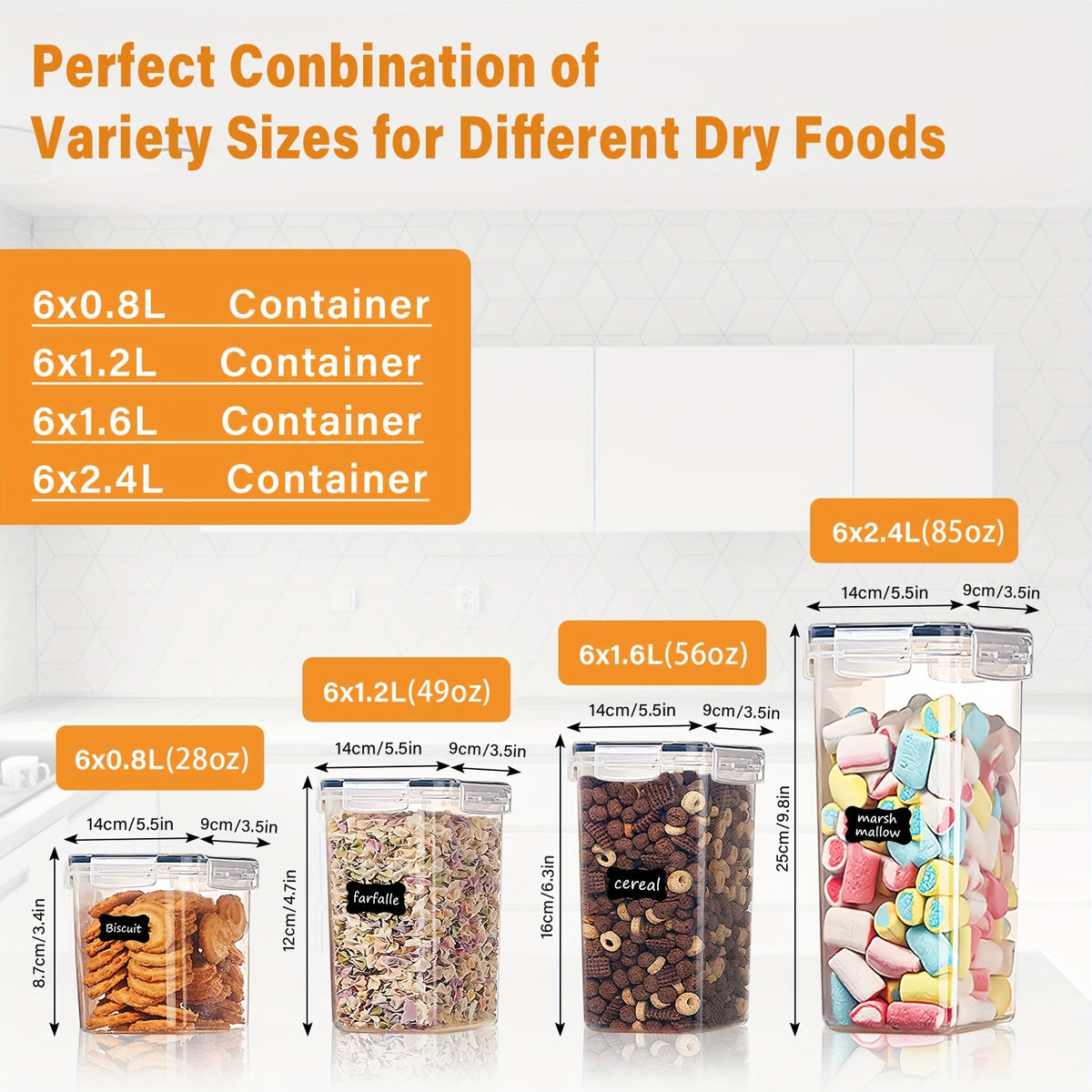24pcs Airtight Food StoraContainers With Lids, BPA Kitchen StoraContainers For Dry Food, Flour And Sugar, With Lables &amp; Marker Pen