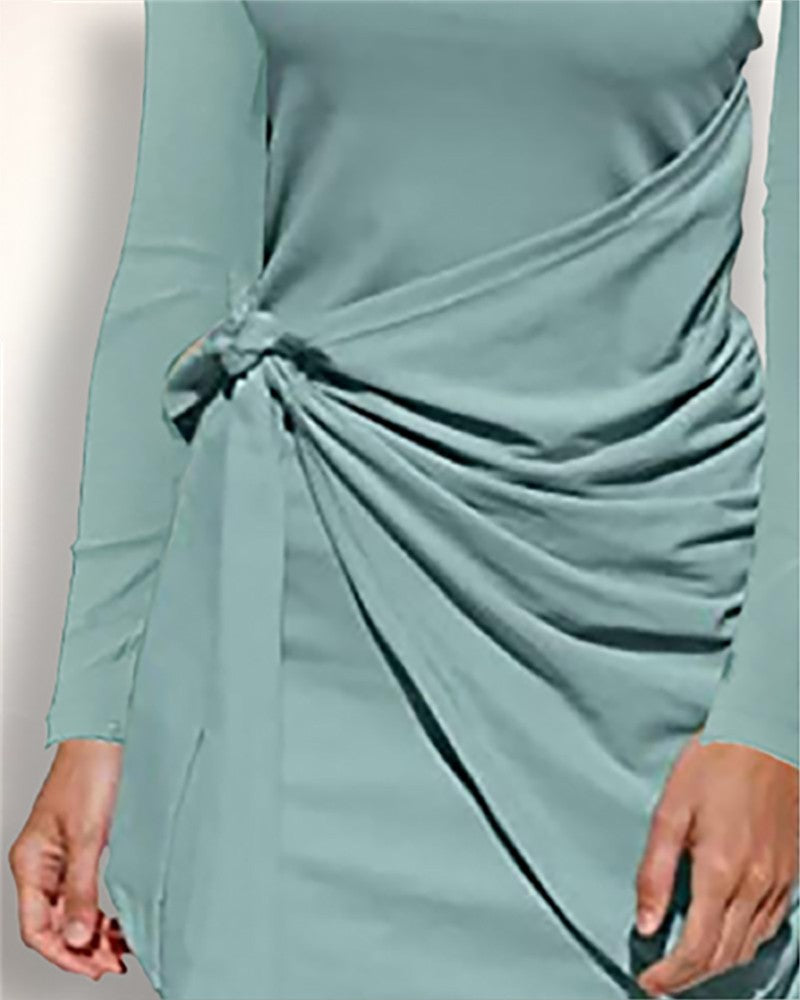 Kd Ruched Long Sleeve Casual Dress