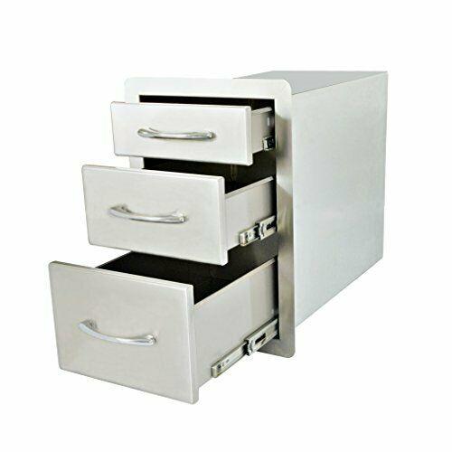 Stanbroil Outdoor Kitchen Stainless Steel Triple Access Drawer, 15”w x 21.5”h x