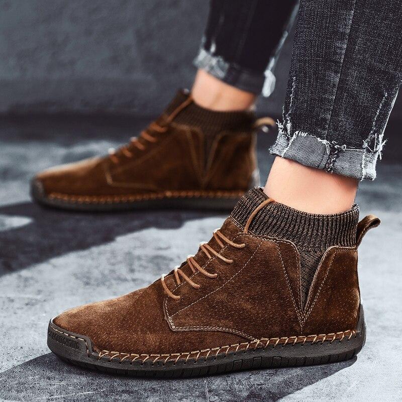 Winter Plush Warm Snow Boots Men Motorcycle Boot