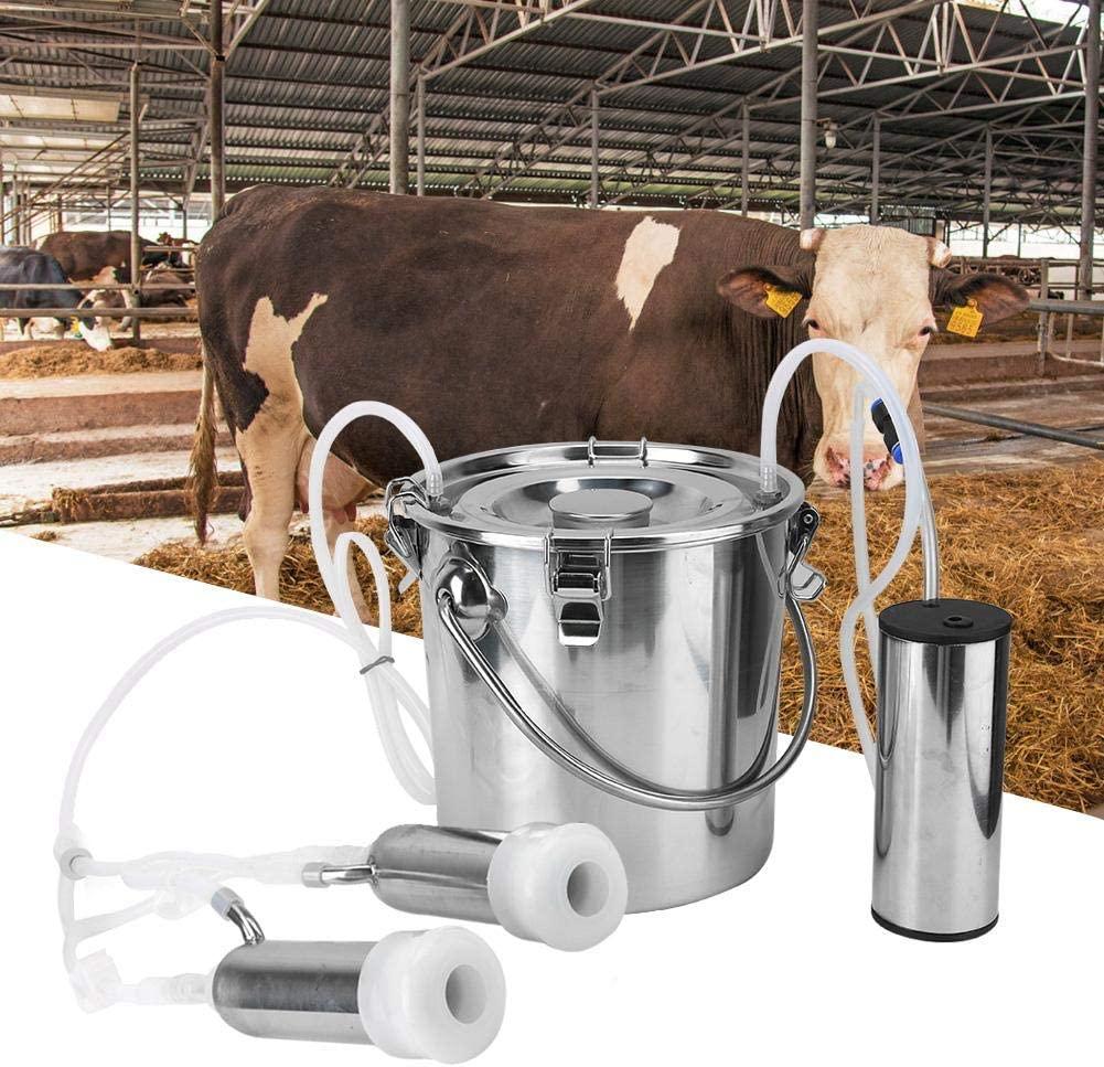 Portable Electric MilMachine 5L Goat Milker Machine Sheep Milker for Sheep/Goat/Cow with Vacuum-Pulse Pump  Steel Easy to Clean(Cow)