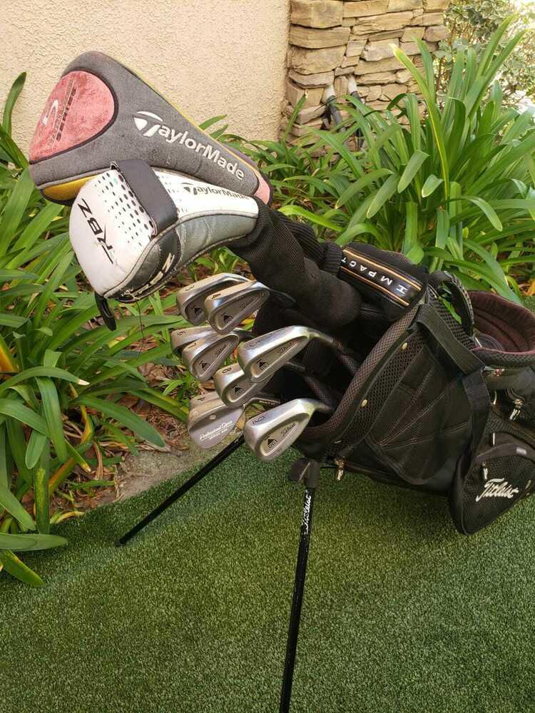 Titleist Stiff Complete Golf Set +Bag,ERC Driver,Burner Wood,Titleist DCI Irons-