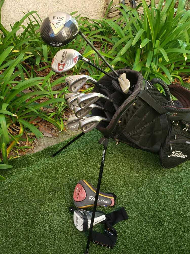 Titleist Stiff Complete Golf Set +Bag,ERC Driver,Burner Wood,Titleist DCI Irons-
