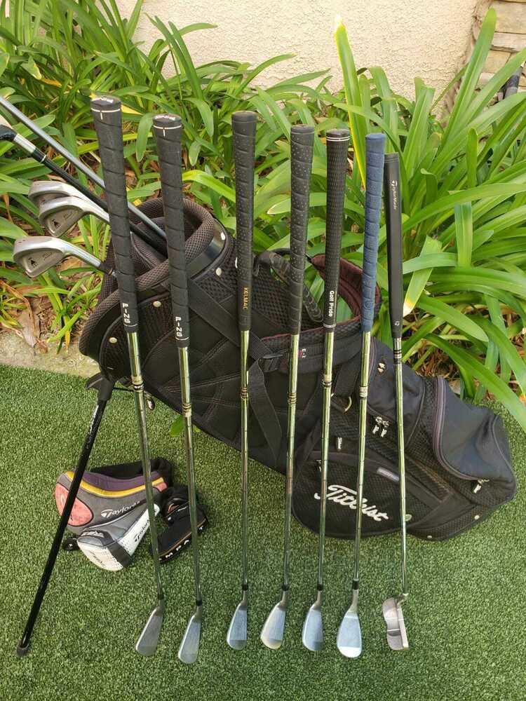 Titleist Stiff Complete Golf Set +Bag,ERC Driver,Burner Wood,Titleist DCI Irons-