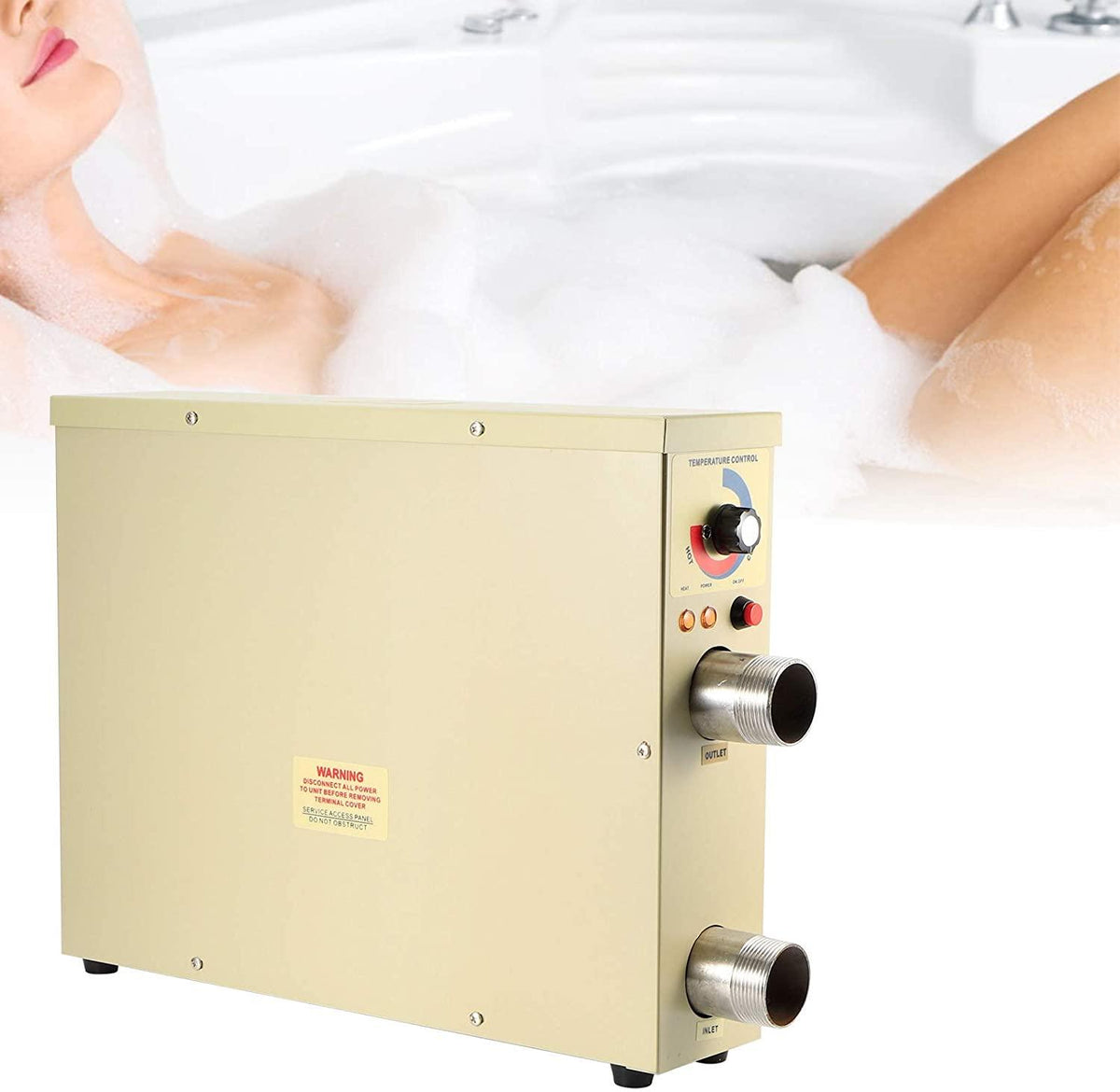 ChichuangK Electric Pool Heater, 220V 5. 5KW Thermostat Heater for Swimming Pool Tub Portable Spa Bath Pool Thermostat Heater Pump with Digital Display Screen Control