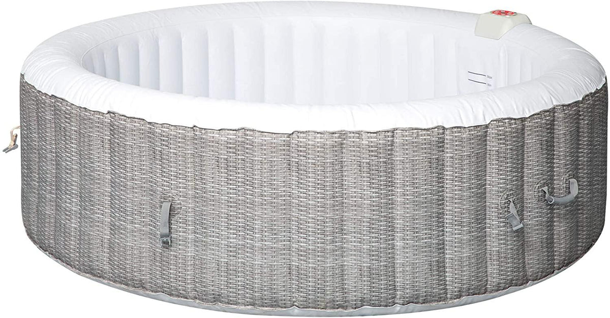 Outsunny 4-6 Person Inflatable Portable Hot Tub Outdoor Round Heated Spa with 130 Jets, Cover, Filter Cartridges, Grey