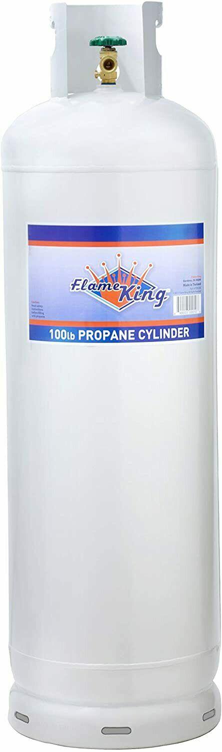 Flame King 100 lb Empty Steel Propane Cylinder Tank with POL Valve Outdoor Grill