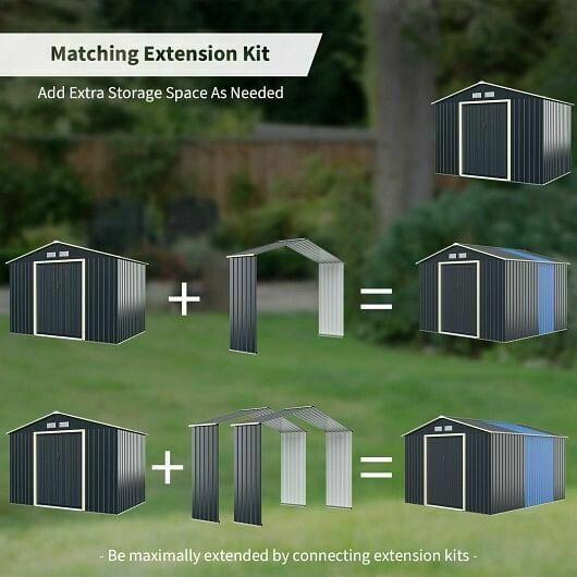 Outdoor Storage Shed Extension Kit-Gray - Color: Gray