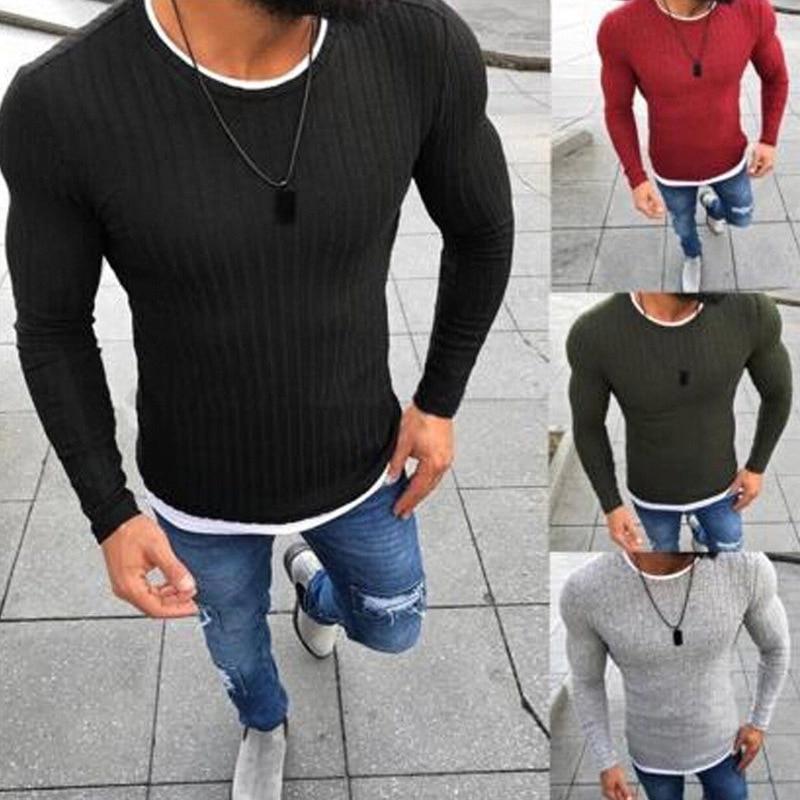 Winter Men New Fashion Pullover Knitted Sweater O-Neck Casual Long Sleeve Warm Pullovers
