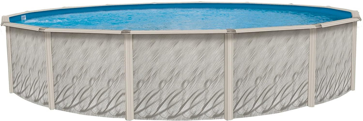 Lake Effect Meadows Reprieve 24' Round Above Ground Swimming Pool | 52" Height | Resin Protected Steel Sided Walls | 25 Gauge Overlap Liner & Skimmer