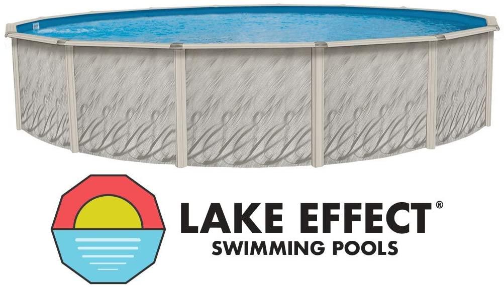 Lake Effect Meadows Reprieve 24' Round Above Ground Swimming Pool | 52" Height | Resin Protected Steel Sided Walls | 25 Gauge Overlap Liner & Skimmer