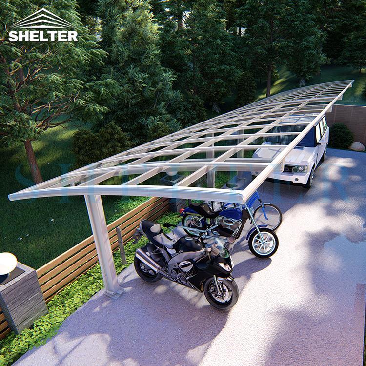 Arched Roof Silver White Aluminum Carport For Single Car, Curved Porch Cover