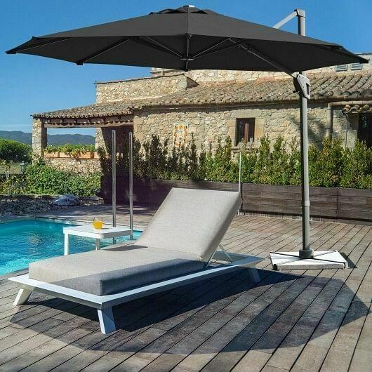11ft Patio Offset Umbrella with 360 Rotation and Tilt System-Gray - Color: Gray