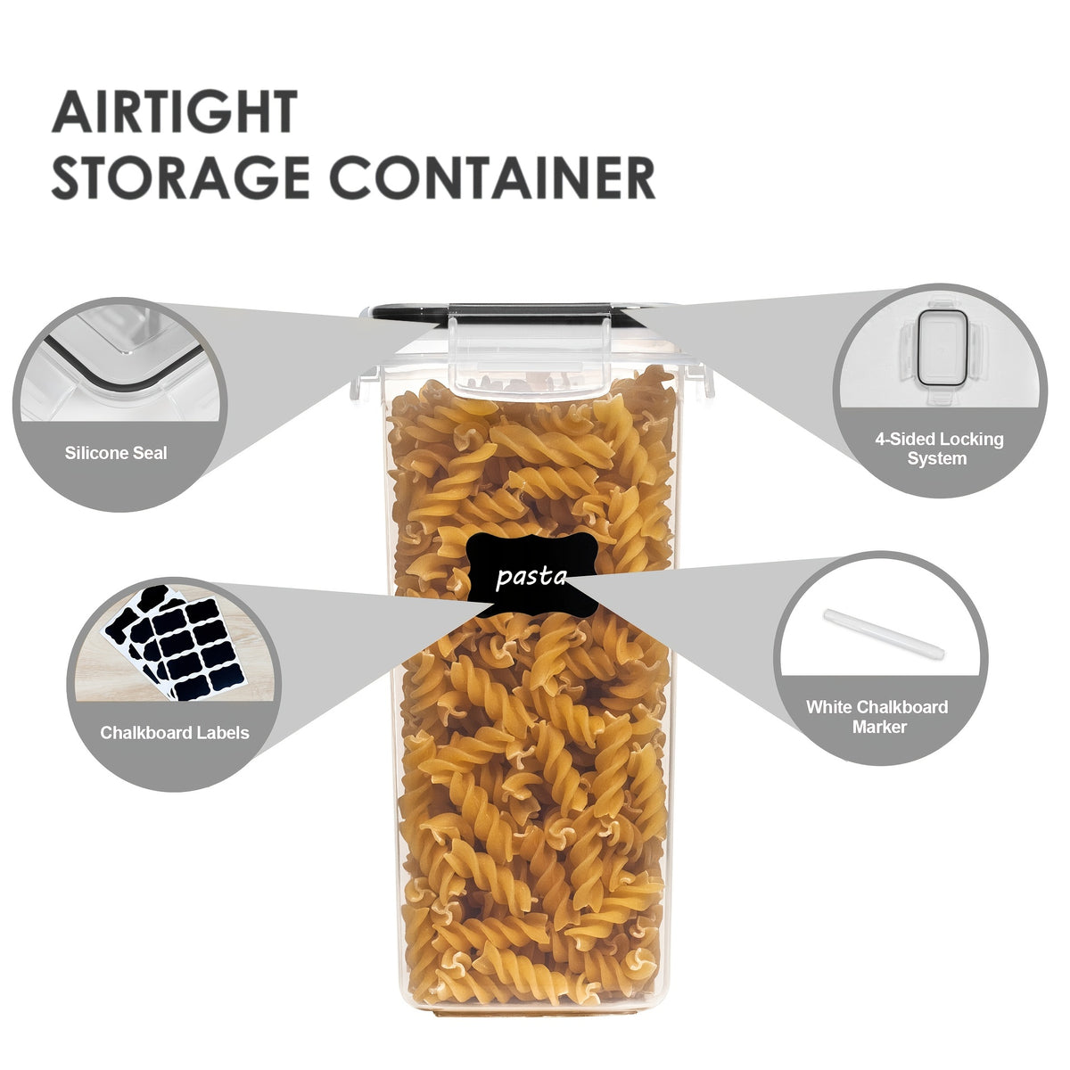 3/4/7pcs Plastic Airtight Food Containers For Kitchen Organization With Lids, 24 Labels, 1 Marker For Cereal And Flour StoraContainers PP Material