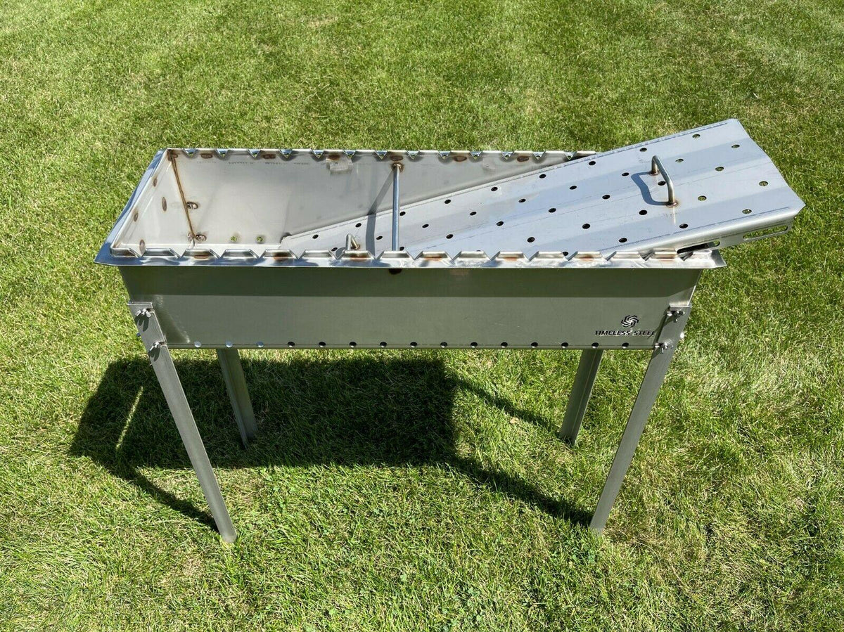 Large Heavy-duty Stainless Steel BBQ Grill / MANGAL 11 Ga (3mm) + 15 skewers