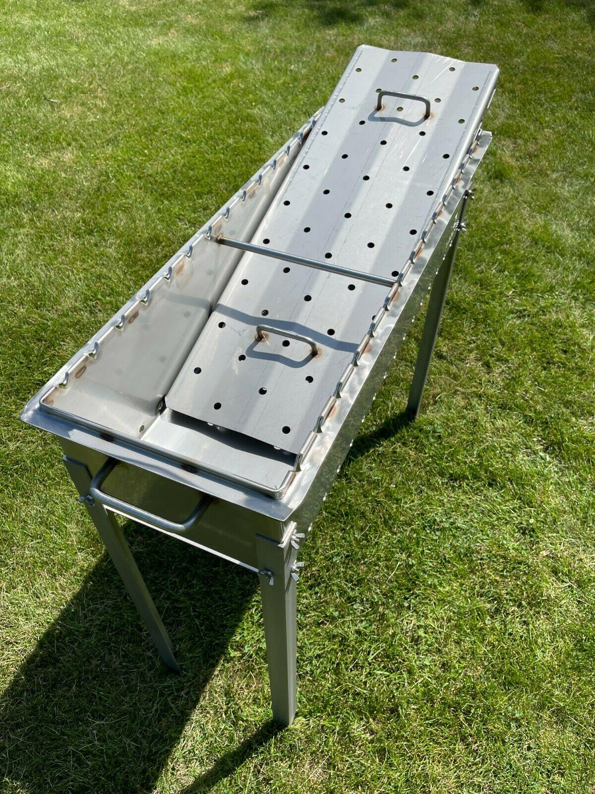 Large Heavy-duty Stainless Steel BBQ Grill / MANGAL 11 Ga (3mm) + 15 skewers