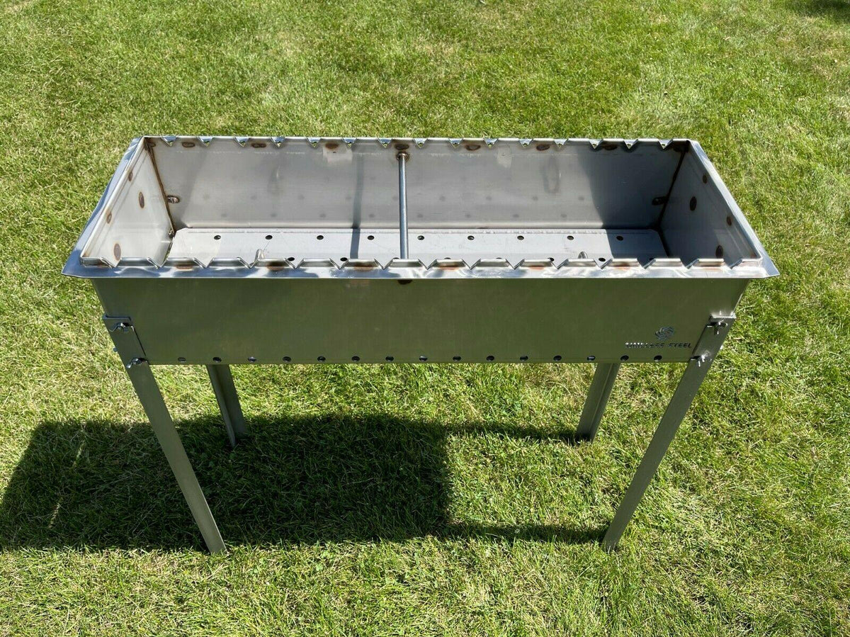 Large Heavy-duty Stainless Steel BBQ Grill / MANGAL 11 Ga (3mm) + 15 skewers