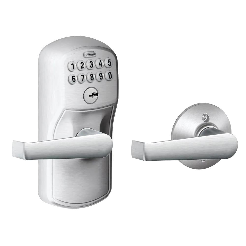 Plymouth Satin Chrome Electronic Door Lock with Elan Door Lever
