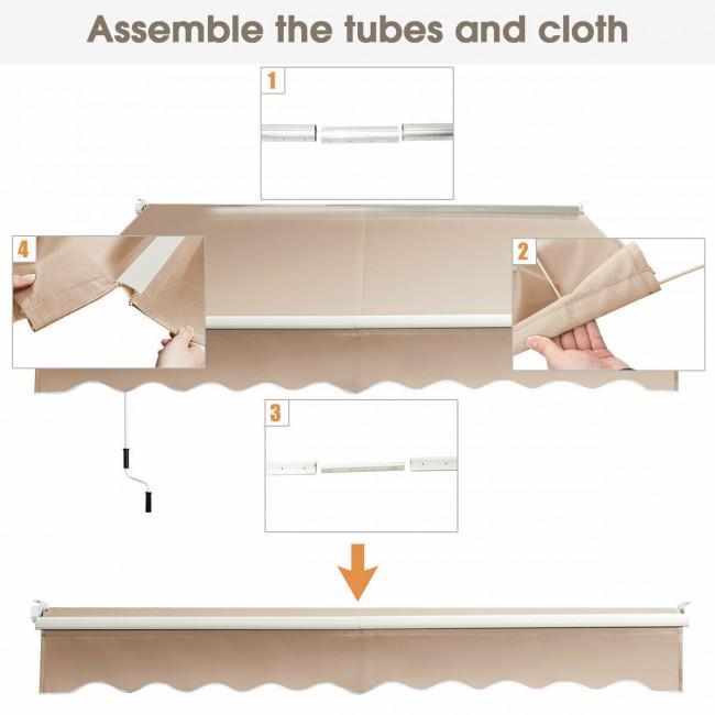 8FT 6.5FT Retractable Aluminum Patio Sun Awning