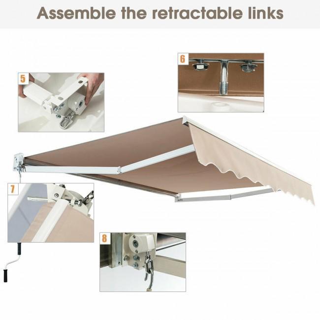 8FT 6.5FT Retractable Aluminum Patio Sun Awning