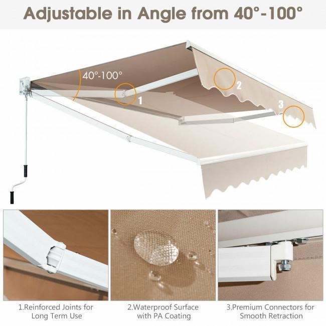 8FT 6.5FT Retractable Aluminum Patio Sun Awning
