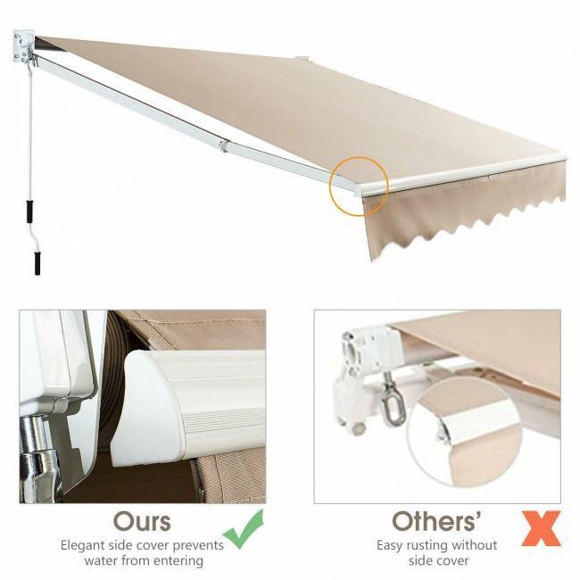 8FT 6.5FT Retractable Aluminum Patio Sun Awning