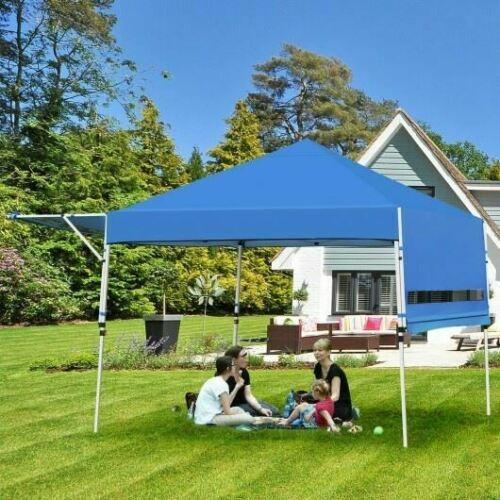 17 Feet x 10 Feet Foldable Pop Up Canopy with Adjustable Instant Sun Shelter-Blu