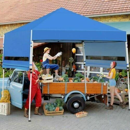 17 Feet x 10 Feet Foldable Pop Up Canopy with Adjustable Instant Sun Shelter-Blu