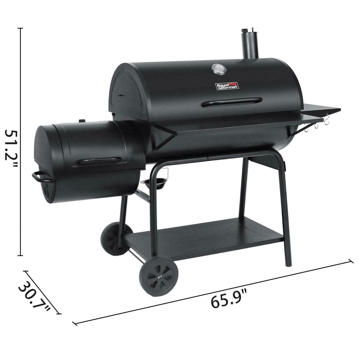 Charcoal Grill Barrel BBQ Smoker Combo Heavy Duty Steel Outdoor Party 1189 sq in