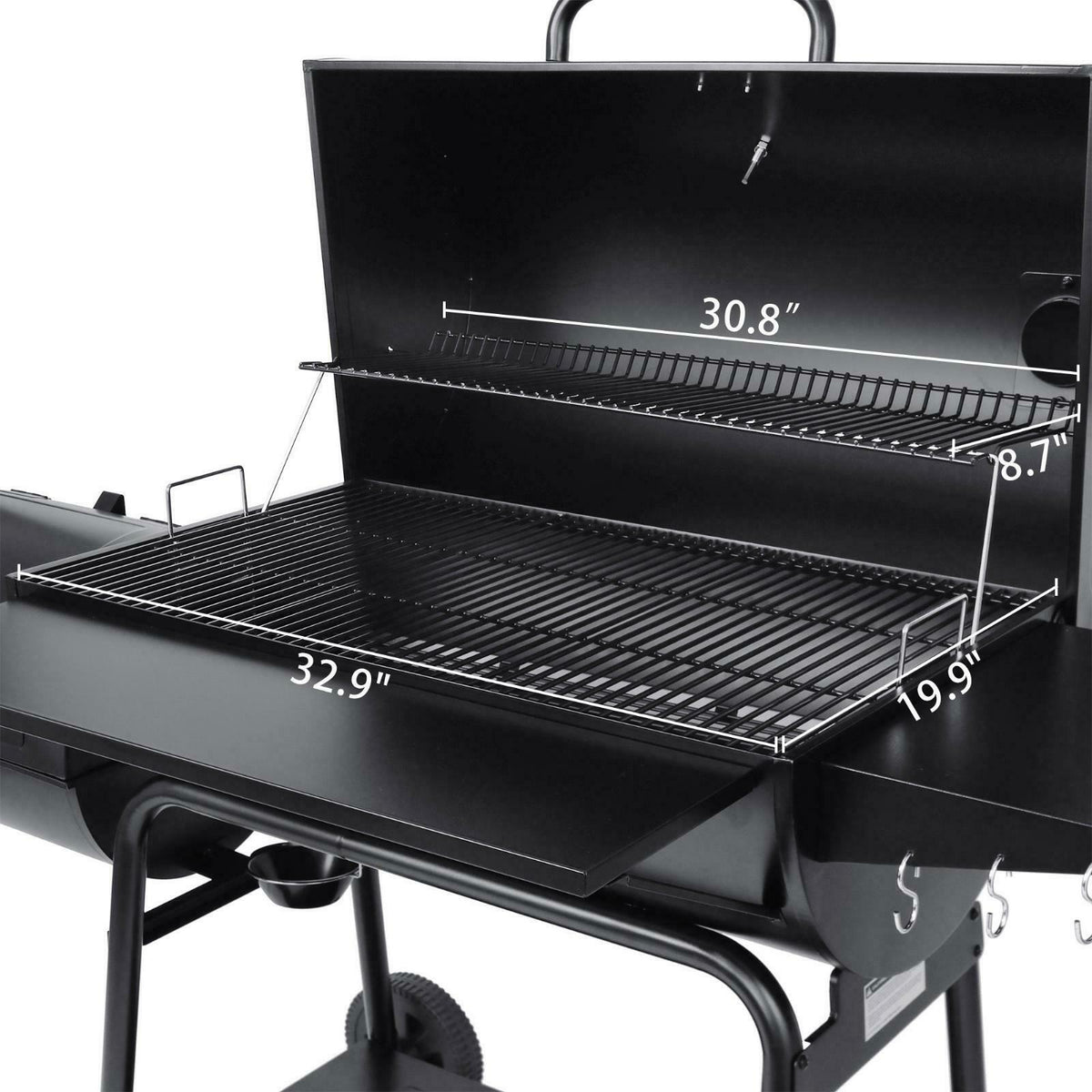 Charcoal Grill Barrel BBQ Smoker Combo Heavy Duty Steel Outdoor Party 1189 sq in