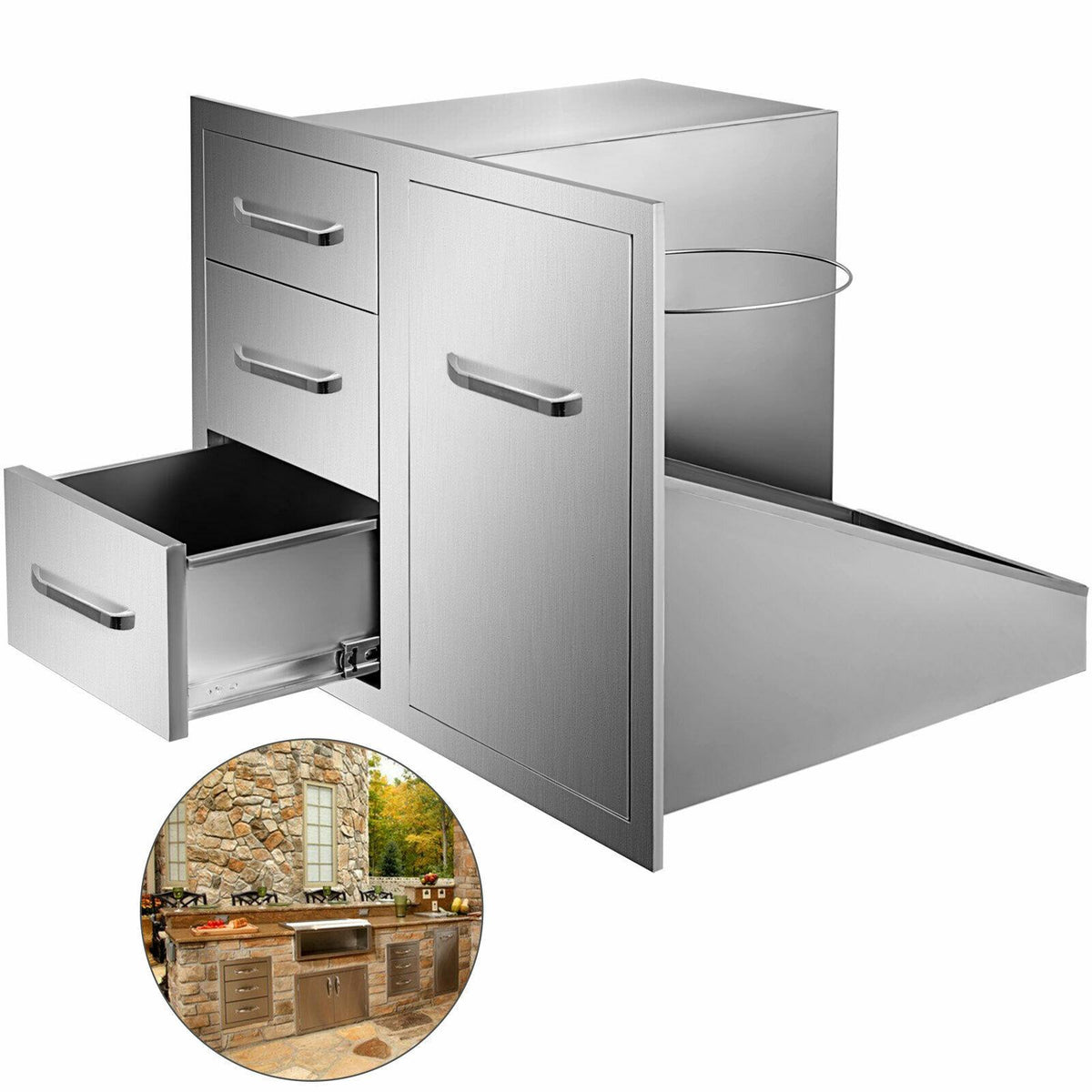 21.6"W x 29.5"H Outdoor Kitchen BBQ Island Door Drawer Combo Access Drawers