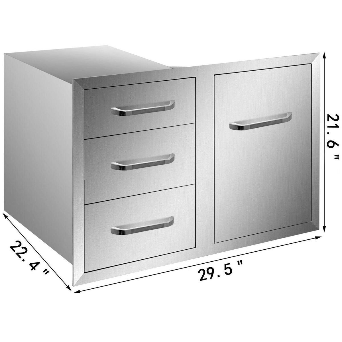 21.6"W x 29.5"H Outdoor Kitchen BBQ Island Door Drawer Combo Access Drawers