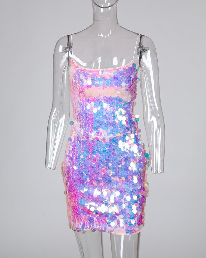 Sequins Spaghetti Strap Bodycon Dress