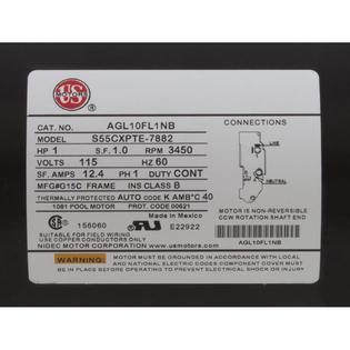 Motor Corp Motor, , 1.0hp, Thru Bolt, 1-Spd, 115v, 12A, Heat Transfer