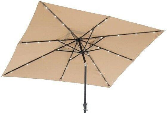 9ft x7ft Rectangular 8-Rib Solar lighted Outdoor Polyester Umbrella 1.5 in. Pole