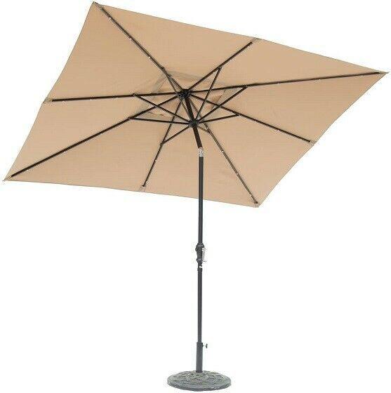 9ft x7ft Rectangular 8-Rib Solar lighted Outdoor Polyester Umbrella 1.5 in. Pole