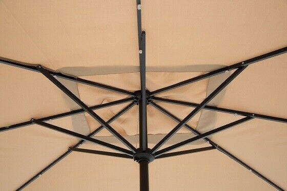 9ft x7ft Rectangular 8-Rib Solar lighted Outdoor Polyester Umbrella 1.5 in. Pole