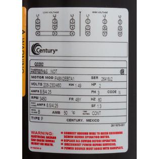 Mtr, Cent, 2Hp, 208-230/460V, 3Ph, 1-Sp, Sf1.3, 48Yfr 3450Rpm
