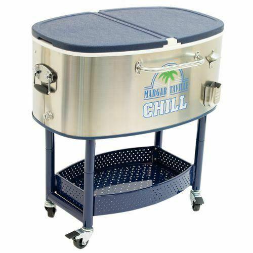 Shelter Logic Margaritaville Rolling Party Stainless Steel Cooler