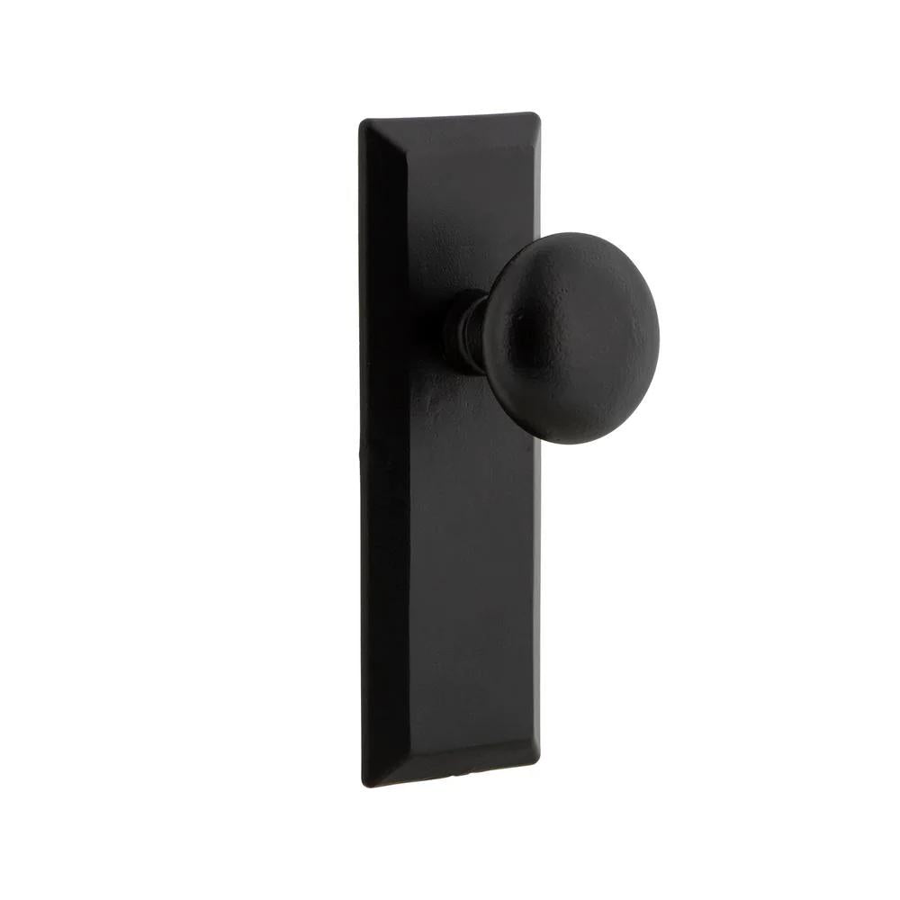 Keep Plate Black Iron Double Dummy with Keep Door Knob