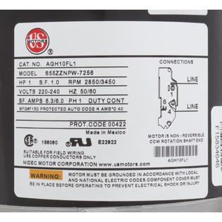 Motor Corp Motor, , 1.0 Horsepower, ThruBolt, 1-Speed, 230v, 6.0A